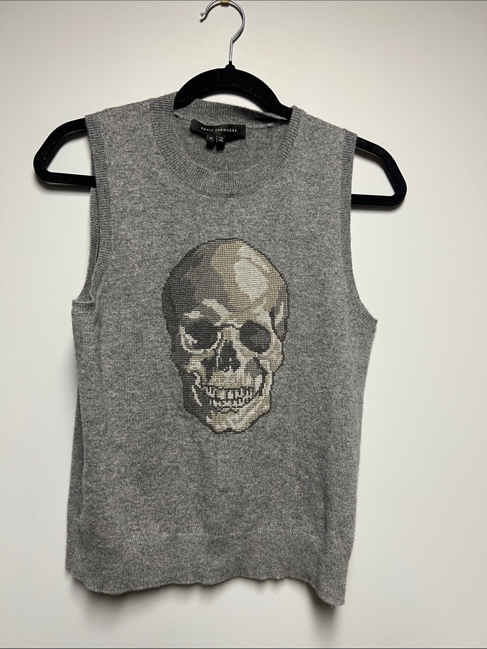 Skull Cashmere Gray Knit Sleeveless Skull Vest